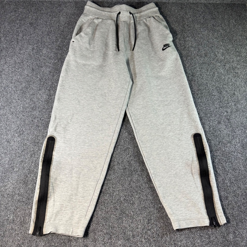 Nike Tech Fleece Gray Tapered Joggers Mens Small Ankle Zippers Sportswear